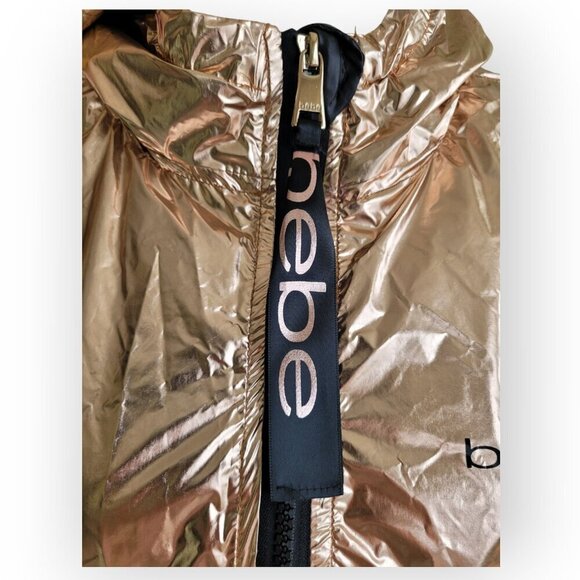 Bebe Hooded Rose Gold Windbreaker Jacket Large - Picture 6 of 10